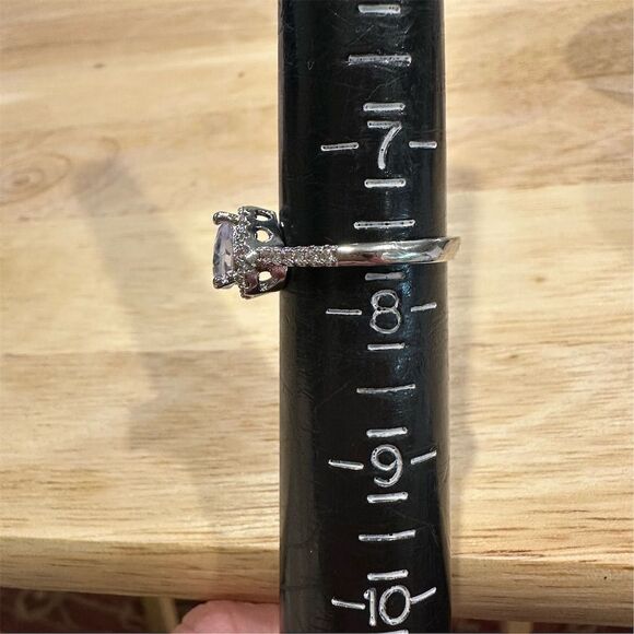 Sterling Silver Heart Cubic Zirconia Halo stimulated diamond Ring size 7.5 - Picture 9 of 9